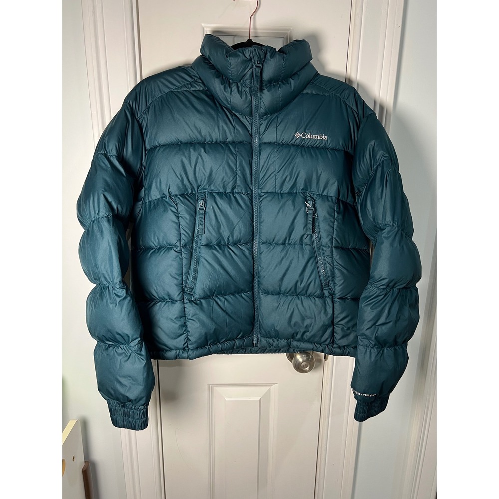Columbia Pike Lake II Cropped Puffer Jacket Teal Green Omni-Heat WL5502 Small